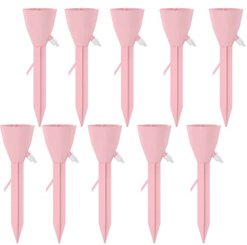 Riego por Goteo Automático para Botellas | Kit 10 Piezas Sistema de Riego Automático para el Balcón y las Macetas | Dispositivo de Riego en Rosa, Se Adapta a las Botellas de Plástico Estándar