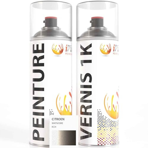 ipixline Kit Retouche Peinture Carrosserie Voiture - Bombe Aérosol Peinture Auto 400 ml, Vernis Brillant 1k 400 ml - Compatible avec Citroen - Mativoire KCH