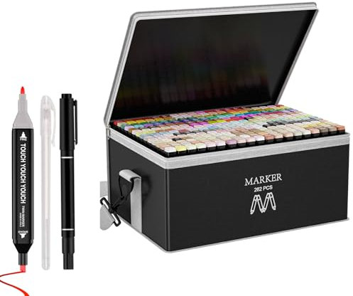 AOMEES Filzstifte 262+4 Farben Marker Set, Alkohol Permanenter Marker Set,Graffiti Stifte Fettige Marker Schnell Trocknende, Twin Tip Marker Stifte Set für Manga, Malerei, Zeichnung