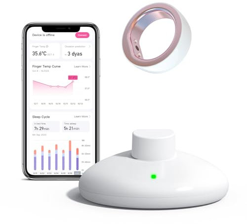 Femometer Smart Ring für Fruchtbarkeits- und Eisprungverfolgung, tragbarer Temperatur-Überwachungssensor mit App Auto-Sync, Perioden- und Schlafanalyse, Größe 6