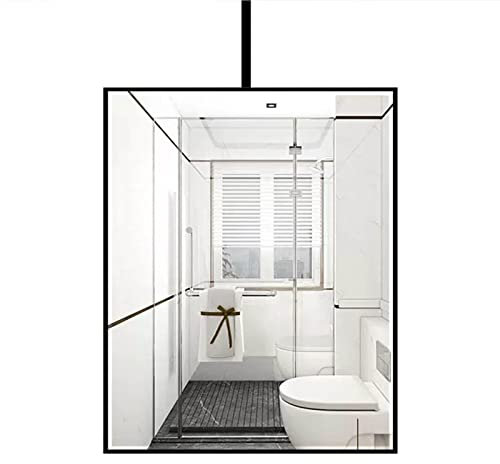 Generisch Rechteckiger Spiegel, quadratischer Deckenspiegel, dekorative Wandspiegel für Badezimmer-Waschtisch, Garderobenspiegel, anpassbarer Metall-Ausleger-Hängespiegel (Größe: 50 x 70 cm)