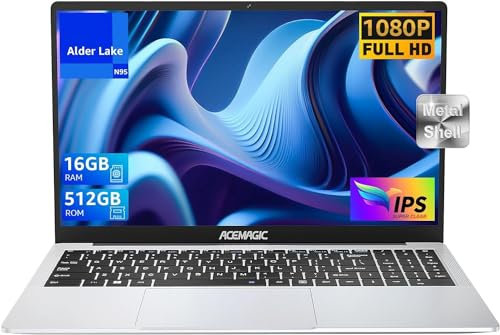 ACEMAGIC Ordenador Portátil 15.6 Laptop Oficina 16 GB de RAM y 512 GB de SSD,(Derrota a N4020,hasta 3.4 GHz),PC Portátil FHD BT5.0,WiFi,Type C