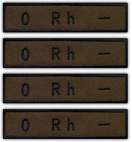 4er-Set – Bluttyp 0 Rh – bestickter Aufnäher / Abzeichen / Emblem