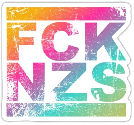 Spreadshirt FCK NZS - Die bunte Welt Schriftzug Sticker Aufkleber, 10 x 10 cm, Mattweiß
