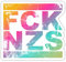 Spreadshirt FCK NZS - Die bunte Welt Schriftzug Sticker, max. 10x10 cm, 10 x 10 cm, Mattweiß