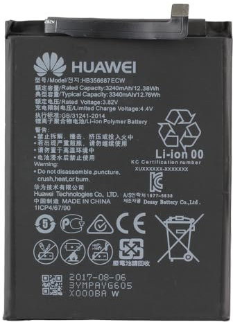 Batería Original HB356687ECW de Repuesto Compatible para el Huawei P30 Lite/P Smart Plus/Mate 10 Lite/Honor 7X / Nova 2 Plus/Nova 2S / Accesorio Original/Capacidad 3320 mAh.