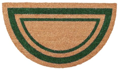 SaRani Zerbino in Cocco Tappeto da Ingresso Fibra Naturale Fondo Antiscivolo Bordo (Verde, Mezzaluna 40x70 cm)