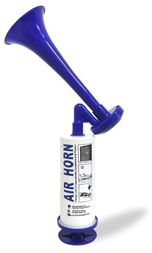 Metall Fanfare Luftdruck, Air Horn Extrem Laut, Wiederverwendbare Stadionhorn, Marine und Sport Pumpe Signalhorn (Blau)
