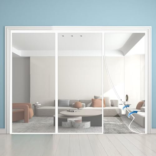 Zanzariera per porte, 275x300cm,Zanzariera per finestre Anti insetti Mosquito Facile installazione per corridoi Porte del patio Bianco