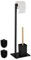 Relaxdays Serviteur WC, Bambou, Acier Inoxydable, Support à Poser, Brosse et Porte-Brosse, Noir - Nature