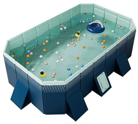 Piscina portátil sin inflado, Piscina Familiar, Piscina Plegable, Piscina Rectangular Gruesa de Gran tamaño for jardín, Patio Trasero, Exterior (1.6/1.85/2.1/2.6/3/4m)(Size:1.6m)