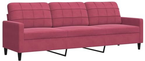 vidaXL Sofa 3-Sitzer, Polstersofa für Wohnzimmer, Couch Loungesofa Metallgestell, Dreisitzer Samtsofa Sitzmöbel, Modern, Weinrot 210cm Samt
