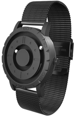 Magneto Watch Komet Black Maschenarmband Schwarz Armbanduhr für Männer und Frauen