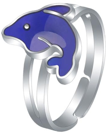 SOIMISS 4 Stück Delphin-Ring Stimmungsringe in Delfinform Paar Ringe Paare klingeln kinderringe schellenkranz kinder ehering Anruf Delphin-Fingerring offener Handring farbwechselndes Acryl