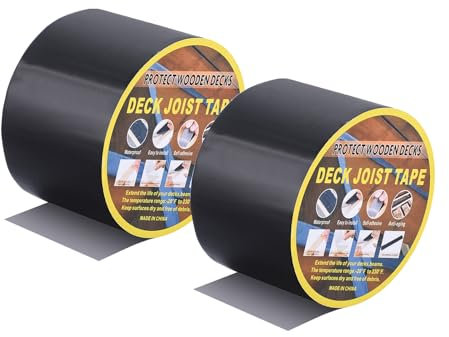 PATIKIL 2 Pcs 4x15' Butyl Joist Tape for Decking Self-Adhesive Flashing Tape, Black