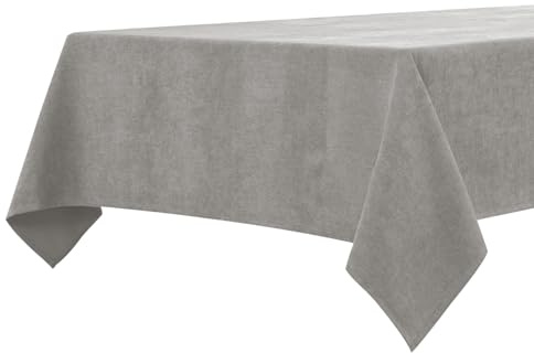 BALCONY & FALCON Table Cloth Waterproof Washable Opal Grey 145x300cm | Rectangular, Faux Linen, Heavyweight, Wrinkle Resistant, Wipe Clean, Farmhouse, Dining, Kitchen, Wedding, Party, Outdoor