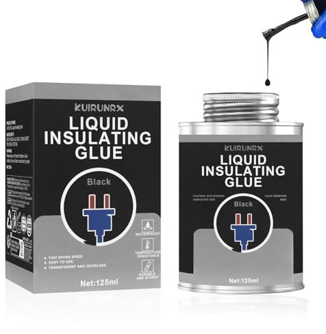 KUIRUNRX® Colle de Ruban Isolant Liquide, 125 ML Revêtement en Caoutchouc Isolant Liquide, Résistant aux Hautes Températures pour isolation des Câbles Intérieur et Extérieur (Noir)