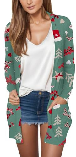 B Ware Retouren, Winterjacken Für Damen Sale, Winterjacke Damen Warm Mantel Weihnachtsdruck 2025, Offene Vorderseite, Mittellanger Mantel Cardigan Clip Verschlüsse, Winterjacken Für Damen Sale