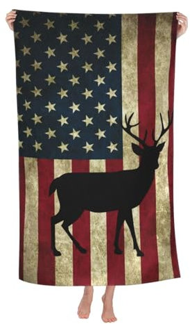 TUIEOMSE Serviette de plage en microfibre – Serviettes de voyage légères et compactes avec drapeau américain – Accessoires de plage pour la natation, le camping, les vacances