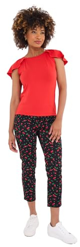 Joe Browns Women's Fashion Flutter Sleeve Jersey Top, Regular Fit, Red, UK 14