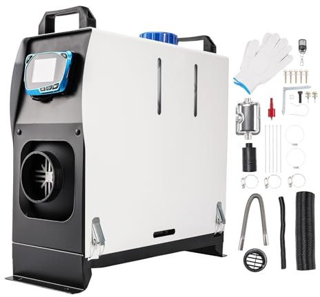 HALOYWB Chauffage Diesel 12 V 5 KW pour Tente, Voiture, Camping-Car, Camion, Camping-Car, remorque, Camping-Car Blanc Chauffage à air Diesel Tout-en-Un à Trou Unique