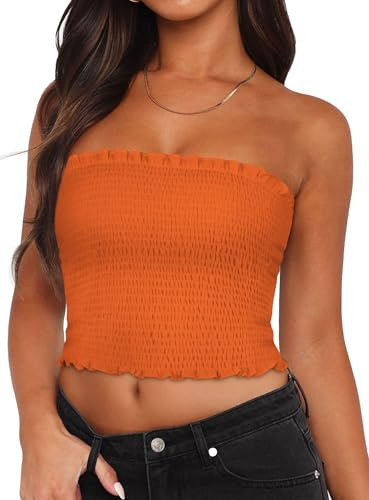 Tubes Tops d'été pour femme, dos nu, plissé, coupe ajustée, sans manches