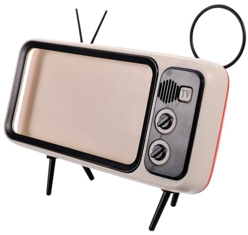 jojofuny Retro Tv Handyhalterung Mit Kabellosem Lautsprecher Kreativer Smartphone Ständer Stabiler Desktop Mobile Phone Support Orange rutschfest Kunstvolles Design Freihändiges Seherlebnis
