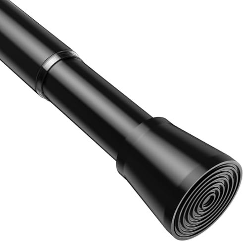 BSYXLSX Tringle Rideau Sans Percage Extensible, Dimensions 71-155 cm, Tringle à Rideaux en Inox Noir, Idéale pour Salle de Bain, Fenêtre et Penderie