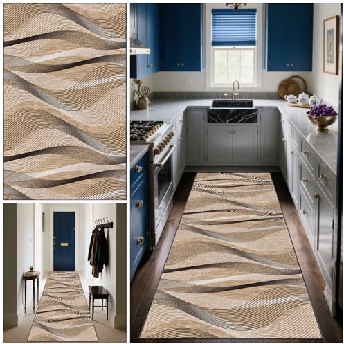 Läufer Teppich Flur Teppichläufer Flur Lang Küchenläufer 120 x 200 cm Schmutzfangmatte Innen Rutschfeste Maschinen Waschbare Fußmatte Küchenteppich Läufer für Küche Schlafzimmer Wohnzimmer Eingang