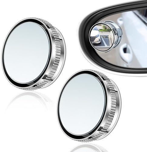 Lot De 2 Miroirs Angle Mort Voiture Argentés à Ventouse, Miroir Convexe HD Rotatif à 360°, Étanche et Ajustable, Pour Rétroviseurs Latéraux De Voiture, SUV, Utilitaire, Aide Au Stationnement