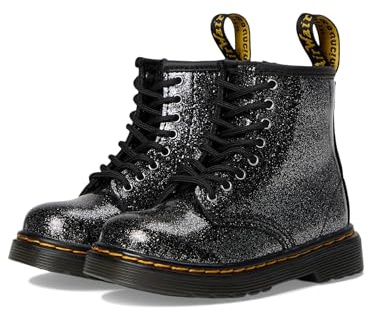 Dr. Martens 1460 T (Toddler) Unisex Kids Combat Boot, Black Silver Black Silver Glitter, 8 Toddler