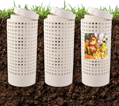 Kunststoff-PVC-Komposteimer mit verschließbarem Deckel, Komposteimer für den Außenbereich, Bauernhof-Komposter für Garten, Hochbeete und Höfe (3 Stück)