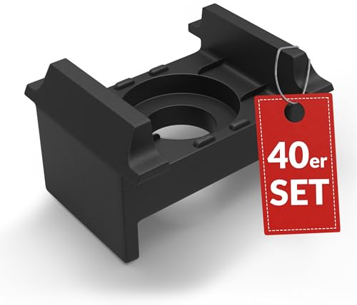 Qualinos 40x Doppelstabmattenzaun Klemmbock 40mm, PP-COPO, Anthrazit 7016 | UV-stabilisiert und frostfest, wird auf Metallpfosten genietet, einfache Montage für Laien und Profis, langlebig im Einsatz