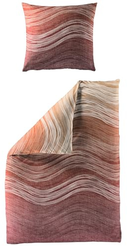 Bierbaum Bettwäsche 4061, Mako-Satin, 100% Baumwolle, Designed in Germany, orange 52, 135x200 + 80x80 cm, mit Reißverschluss, 1 Bettbezug und 1 Kissenbezug