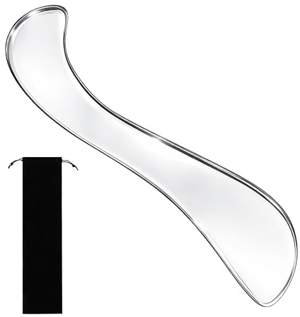 FloraVigo Gua Sha Massagegerät aus Holz, Dieses Schabe- und Massagegerät eignet sich für Rücken, Nacken, Beine und Gesicht, fördert den Lymphabfluss und besteht aus natürlichen Materialien (Edelstahl)