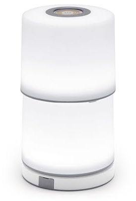 LUTEC Noma Smart LED Tischlampe, 2 Stück Nachttischlampe Touch Dimmbar Tragbare Weiß mit Ladebasis Connect