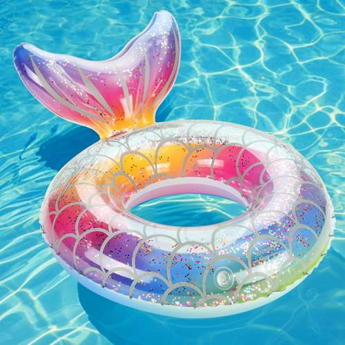 MoKo Aufblasbarer Schwimmring, Meerjungfrau Schwimmreifen | Kinder 70# Luftmatratze Pool Spielzeug Wasserspielzeug für Sandstrand Schwimmbad