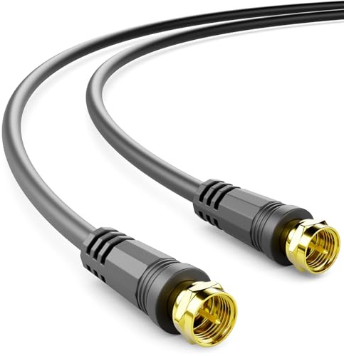 deleyCON 1,5m SAT TV Antennenkabel Koaxial Kabel HDTV 4-Fach - Schwarz | Schirmung, DVB-S, DVB-S2, Radio DAB, vergoldete Metallstecker