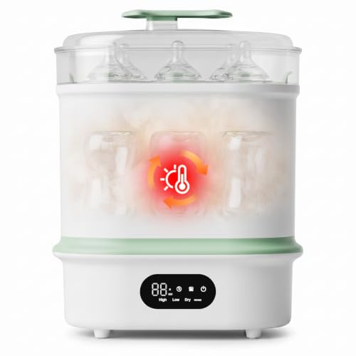 Baby Bottle Steam Steriliser and Dryer – 4-in-1 Electric Steriliser & Dryer for Baby Bottles, Breast Pump Parts, Pacifiers, 72h Storage Mode, Adjustable Disinfection, 6 Bottle Capacity, Auto Shut-Off