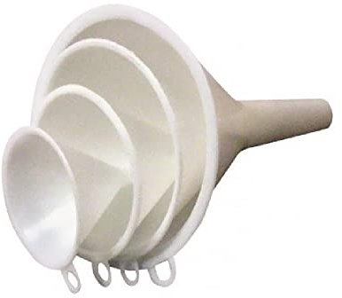 Chef Craft 20493 Set of 4 General Purpose Plastic Assorted Sizes Nested Funnel Set, Silver
