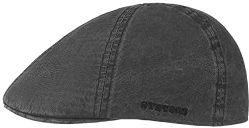 Stetson Texas Organic Cotton Flatcap Herren - Nachhaltige Schiebermütze mit Bio-Baumwolle - Flat Cap mit UV-Schutz (40+) - Herrencap Frühjahr/Sommer - Schirmmütze schwarz L (58-59 cm)
