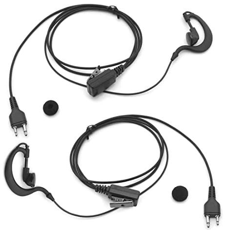 SUNDELY® 2 X Earpiece Headset for Icom Radio IC-V8 IC-F3G IC-F12 IC-F20 IC-F34G IC-F1000 IC-F2000 IC-F3011 IC-F3210D IC-F4029SDR IC-T70A IC-V80 Walkie Talkie 2-pin PTT G-shape Ear Clip Hook Hanger