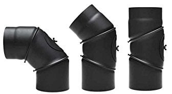 Ofenrohr Bogen 180 mm 90° verstellbar Schwarz mit Tür Rohr Rauchrohr