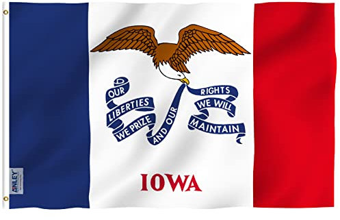 Anley Fly Breeze 3x5 Fuß Iowa State Flagge - Lebendige Farbe und UV-beständig - Canvas Header und doppelt genäht - Iowa IA Flags Polyester mit Messingösen 3 x 5 Ft