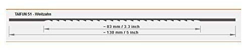 12 Laubsägeblätter 130mm , für Holz und Kunststoff , Weitzahn , Taifun 51 (Größe 3)