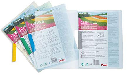 Pentel Recycology Clip File - Assorted, Pack of 10