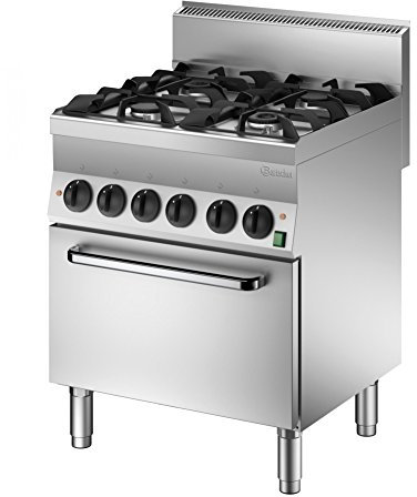 Bartscher 4 Flammen Gasherd mit Elektro-Umluftbackofen 1/1 GN - 1151143