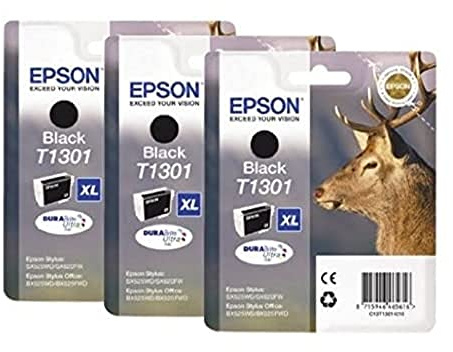 Epson T1301 Ink Cartridges - Black (Pack of 3)