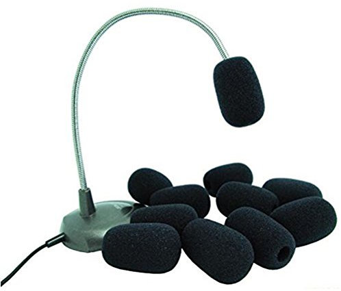 VORCOOL Pare-Brise de Mousse, Mic Windshiled Housses pour Revers Micro-Cravate - 10pcs (Noir)