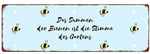 Interluxe METALLSCHILD Blechschild DAS SUMMEN DER BIENEN Imker Garten Shabby Spruch Hobby